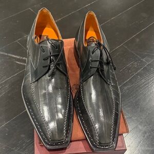 Elegant Grey Leather Men's Dress Shoes